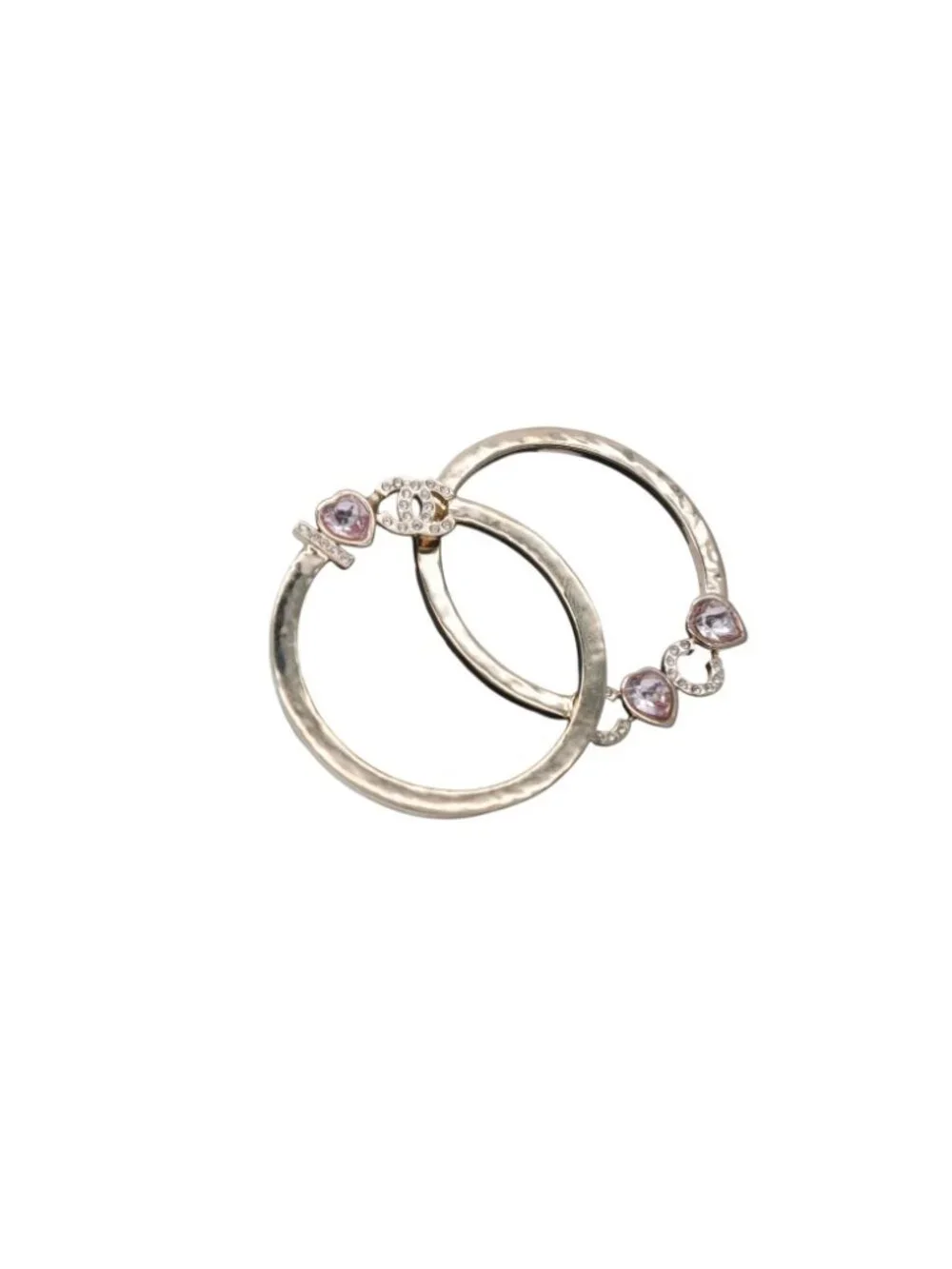Chanel I Love Coco Heart Stone Earrings Metal Rhinestone Gold